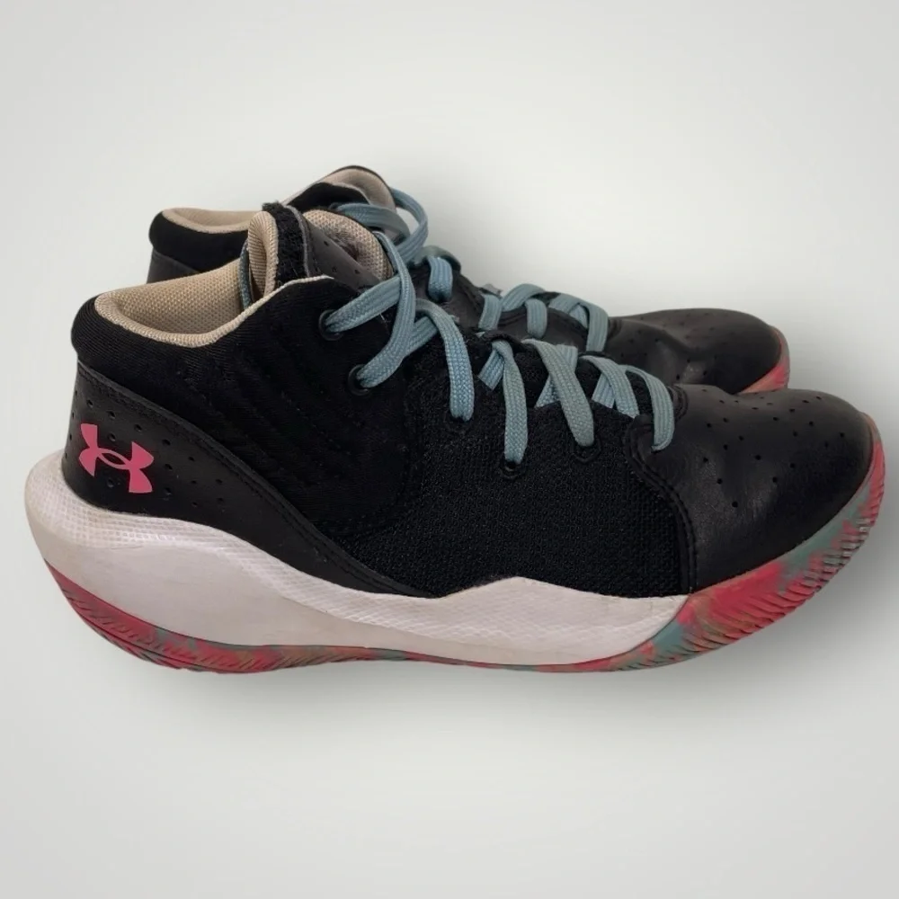 Under Armour Kids' Black Athletic Sneakers with Pink Logo